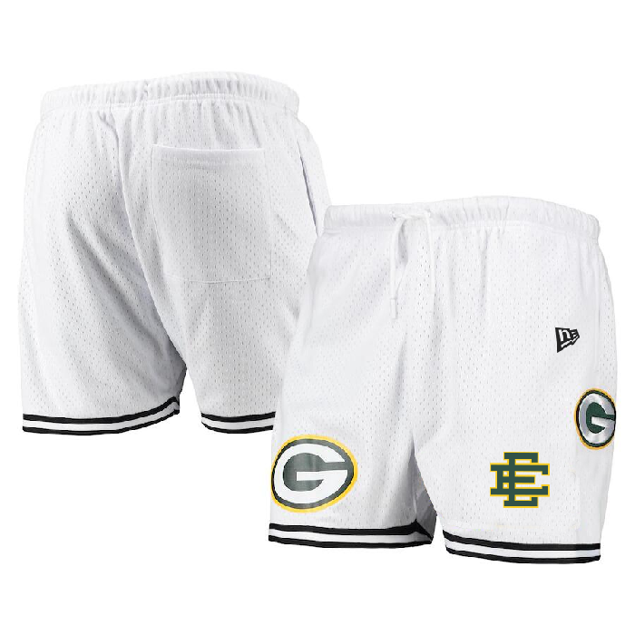 Men's Green Bay Packers Pro White/Green Shorts - Click Image to Close